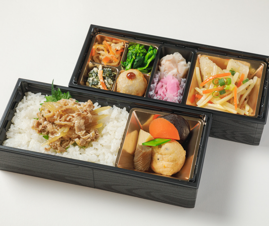 ⑦選べるメインと和惣菜の特選牛飯2段膳(さわら、豚ネギ、かれい)(店舗受取)