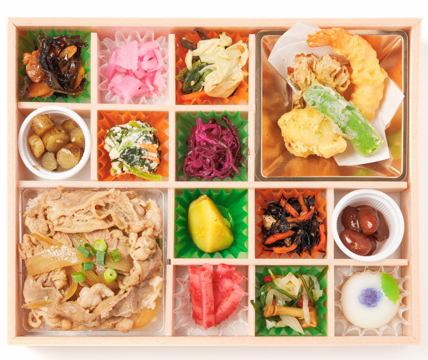 S-6　牛めしと天麩羅の十二彩折詰